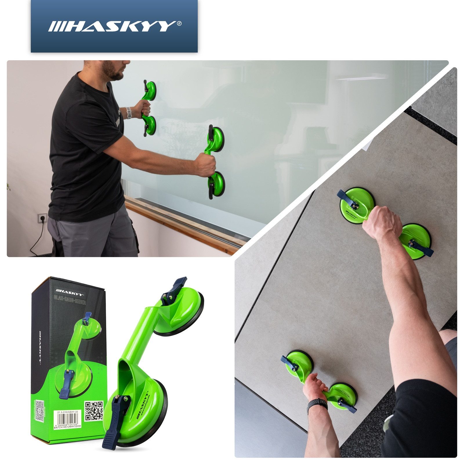 HASKYY Saugheber ALU-Saugheber Glas Suction Cups Glassauger 2x 11,8cm, -] – Bild 5 von 5