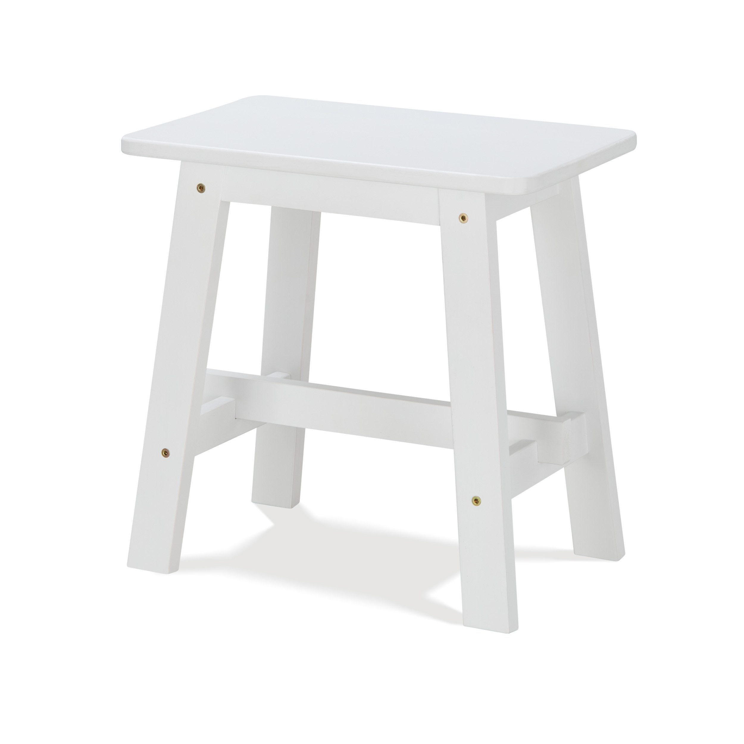 KHG Hocker Dekohocker Weiß für eine Person, Skandi Look, bis 200 kg belastbar, lackiert, pflegeleicht, Massivholzgestell