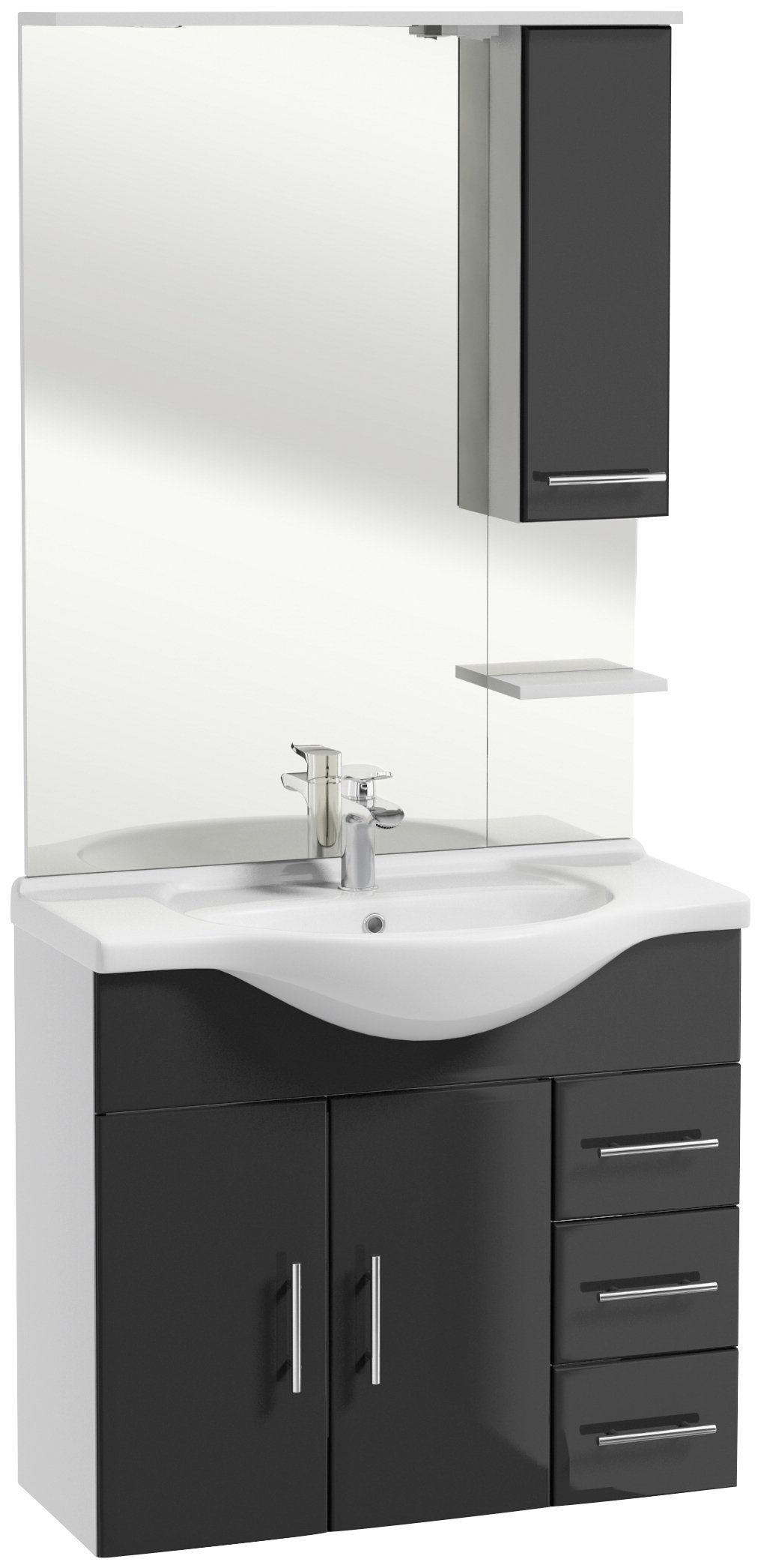 Badmöbel-Set »Rom II«, Hochglanz Fronten, Metall Griff, verchromt