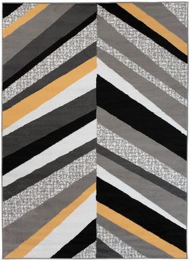 Designteppich Modern Teppich Kurzflor Wohnzimmerteppich Robust und pflegeleicht GRAU, Mazovia, 80 x 150 cm, Fußbodenheizung, Allergiker geeignet, Farbecht, Pflegeleicht