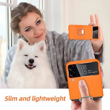 CULTZEN Handyhülle Anti-Fall Hülle Ringhalterung Hülle Samsung Galaxy Flip 4 Orange Faltbares Smartphone, Robuste Hülle, Elegant Design, Polykarbonat, Hochwertiger Schutz, Ultraleichte Abdeckung, Klappbare Faltbares Smartphone, Robuste Hülle, Elegant Design