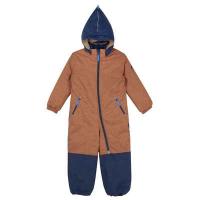 Finkid Schneeoverall Turva Ice Winteroverall mit Besätzen Almond/Navy 110/120 Overrall Winteranzug Kinder Overall