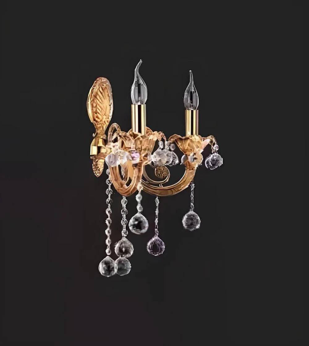 Xlmoebel Wandleuchte Elegante Wandlampe aus Kristall in Gold, Keine Funktionen, Hergestellt in Europa