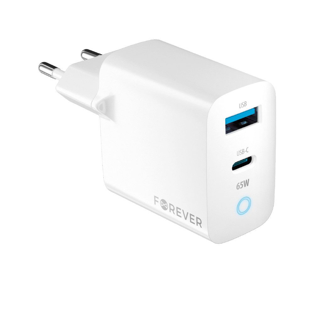65W GaN PD QC Ladegerät 1x USB-C 1x USB Smartphone-Ladegerät