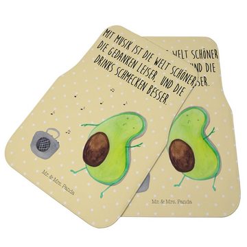 Fußmatte Avocado Tanzen - Gelb Pastell - Geschenk, Fußmatte Auto, Fahrer, Auto, Mr. & Mrs. Panda, Höhe: 0.5 mm
