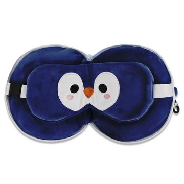 BEMIRO Tierkuscheltier Schlafmaske Pinguin mit Reisekissen für Kinder - ca. 14 cm
