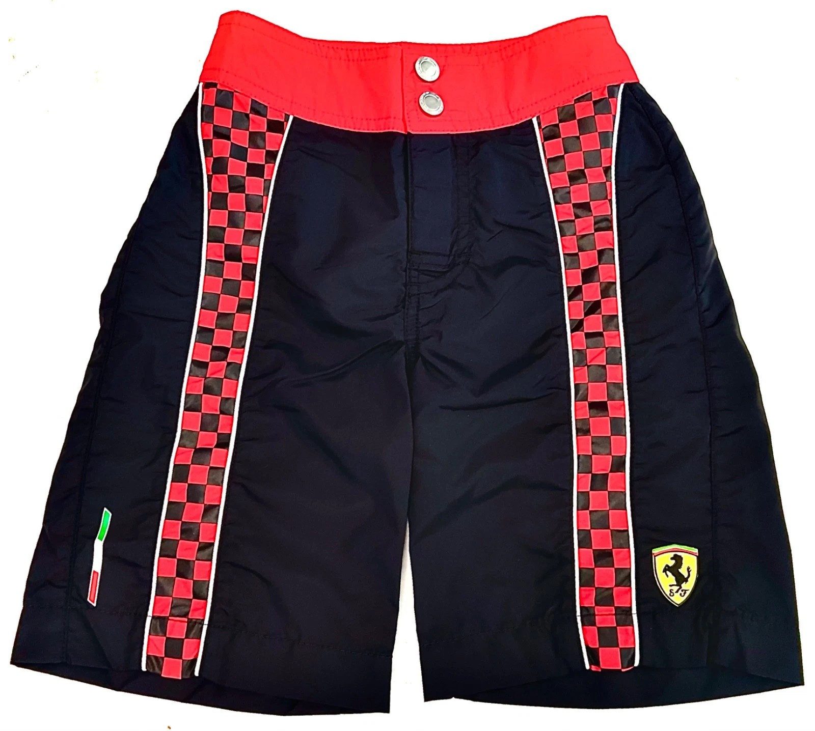 Ferrari Badehose Ferrari Swimshort, Scuderia Ferrari Kids SF Checkflag long Swimsuit für Schwimmen, Mit Ferrari Logo