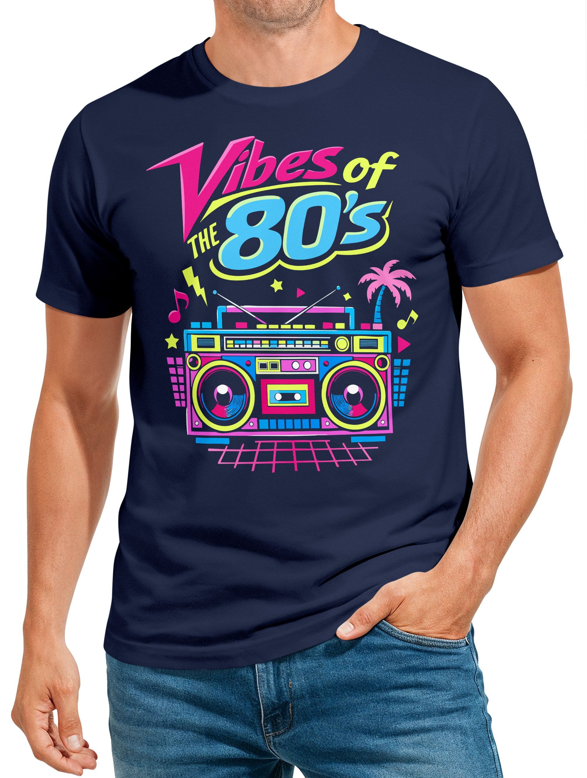 Print-Shirt Herren T-Shirt Fasching Karneval - Vibes of 80s - Kostüm-Ersatz