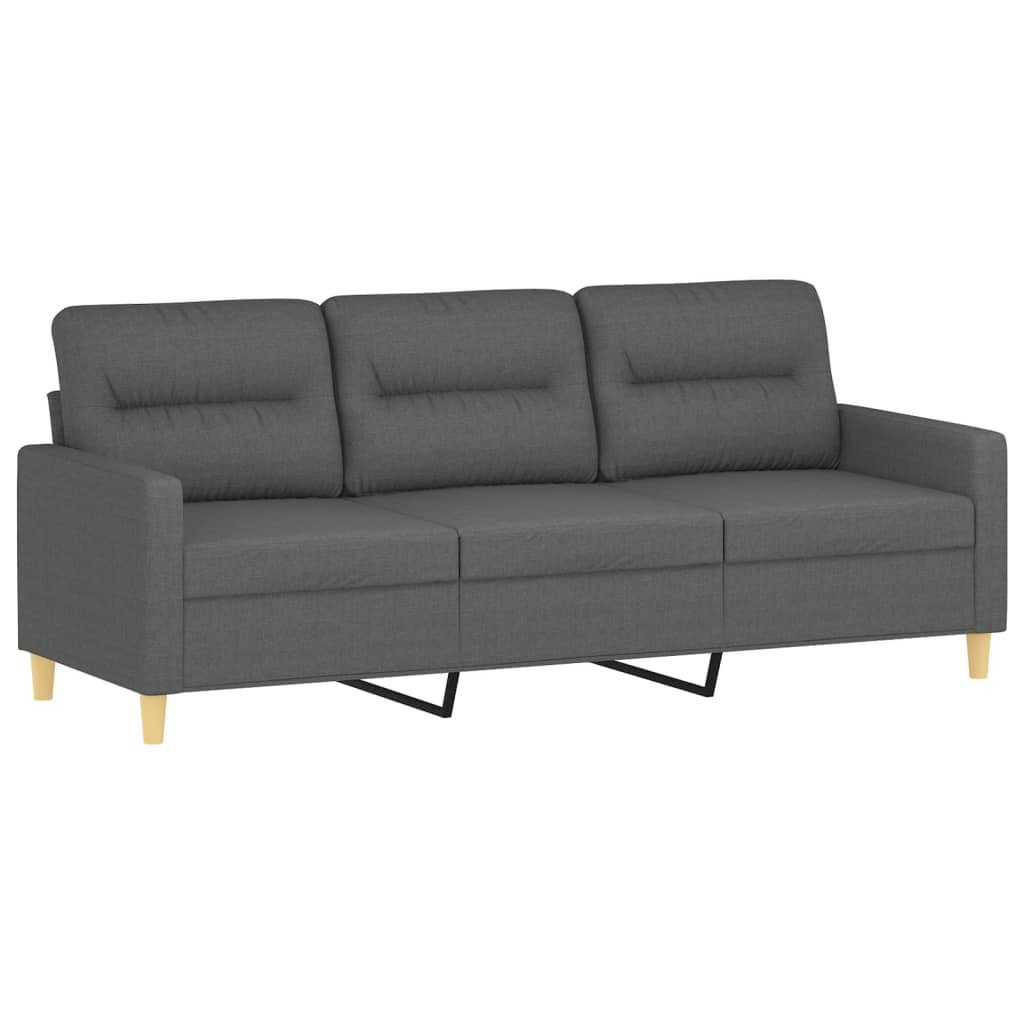 vidaXL Sofa 3-Sitzer-Sofa mit Hocker Dunkelgrau 180 cm Stoff
