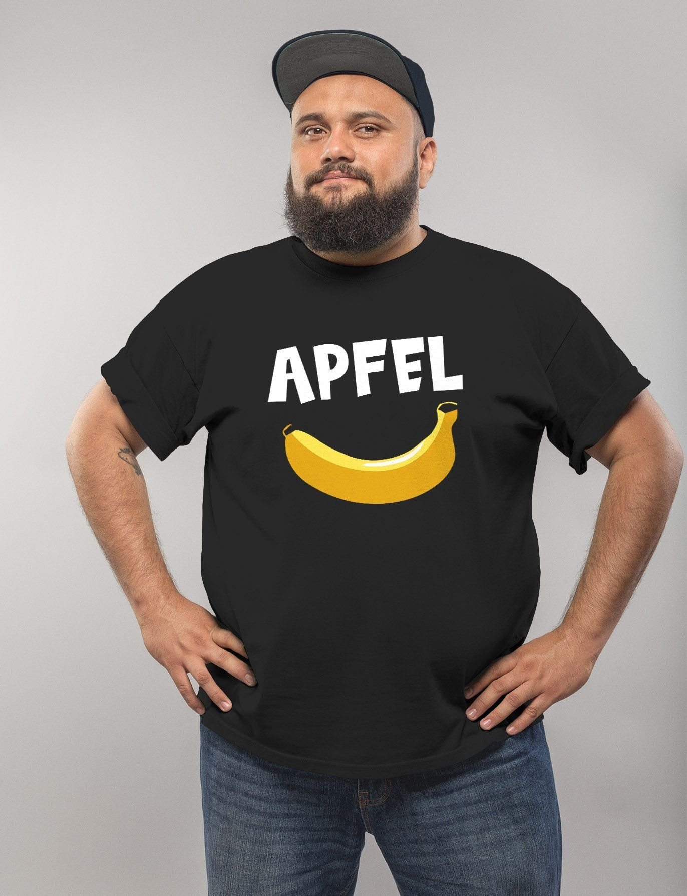MoonWorks Print-Shirt Herren T-Shirt lustiger Aufdruck Apfel Banane Witz Scherz Fun-Shirt mit Print