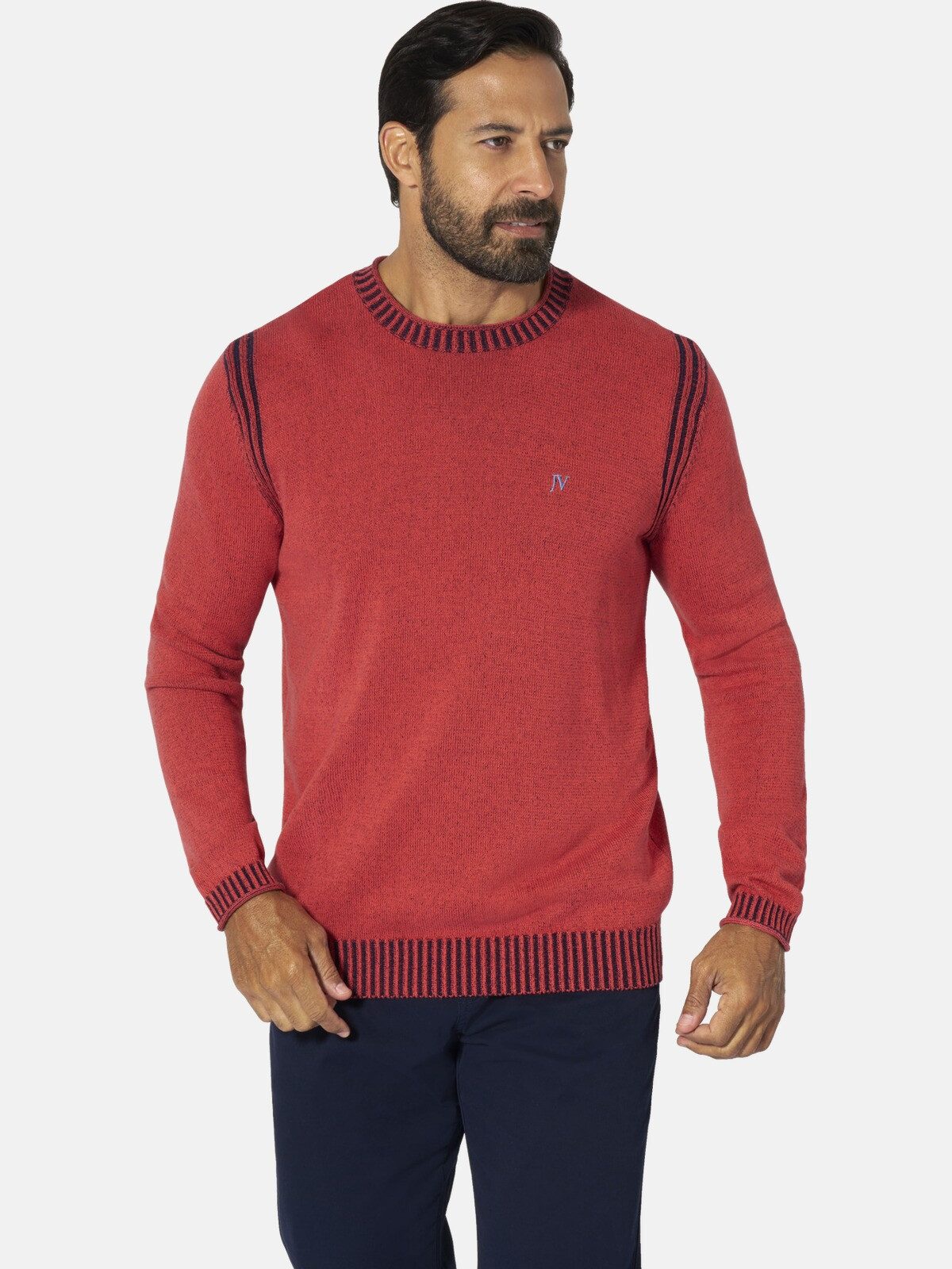 Jan Vanderstorm Strickpullover GERTLUND aus Hell-Dunkel-Strick