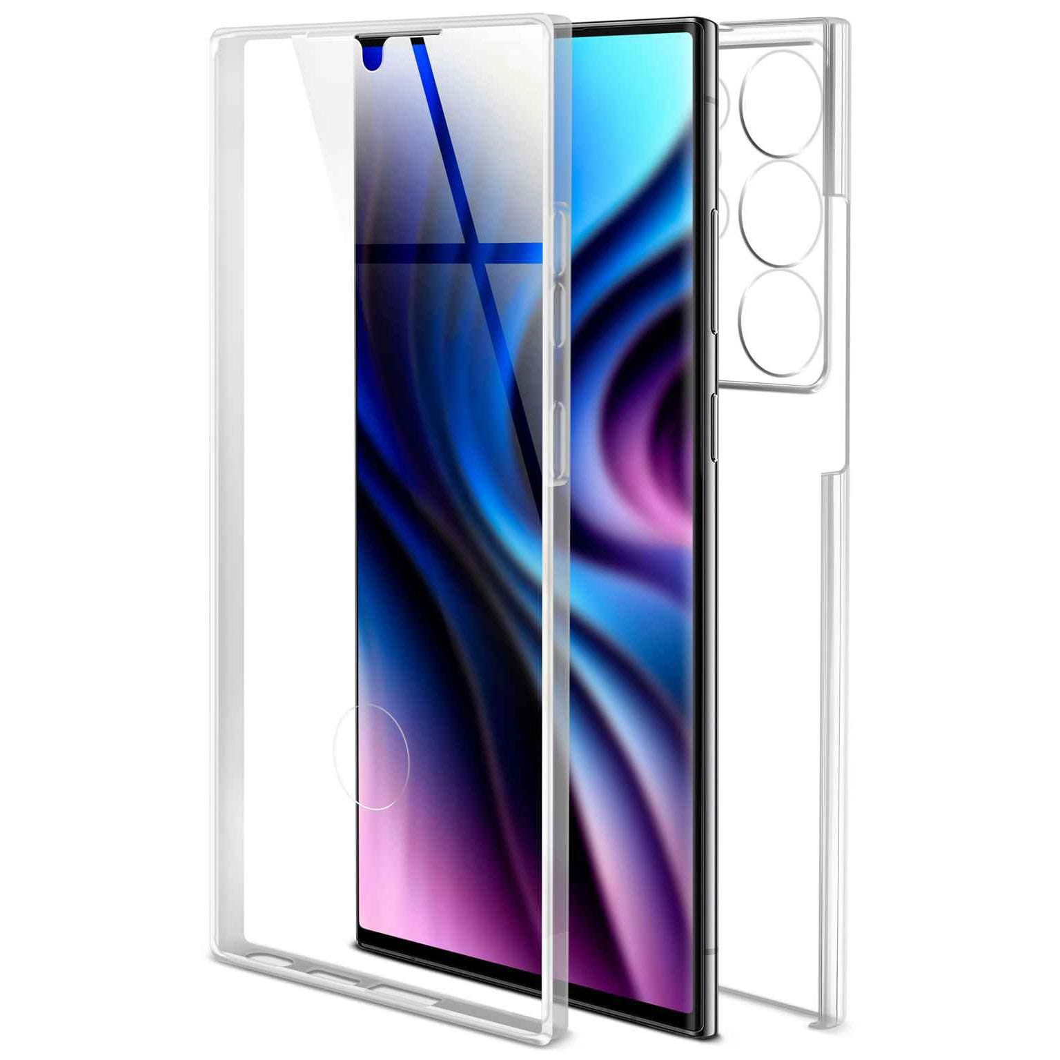 ONEFLOW Handyhülle für Samsung Galaxy S23 Ultra Hülle Komplett Schutz Touch Case 6,8 Zoll, 360 Grad Schutzhülle Transparent Rundumschutz Durchsichtig Beidseitig