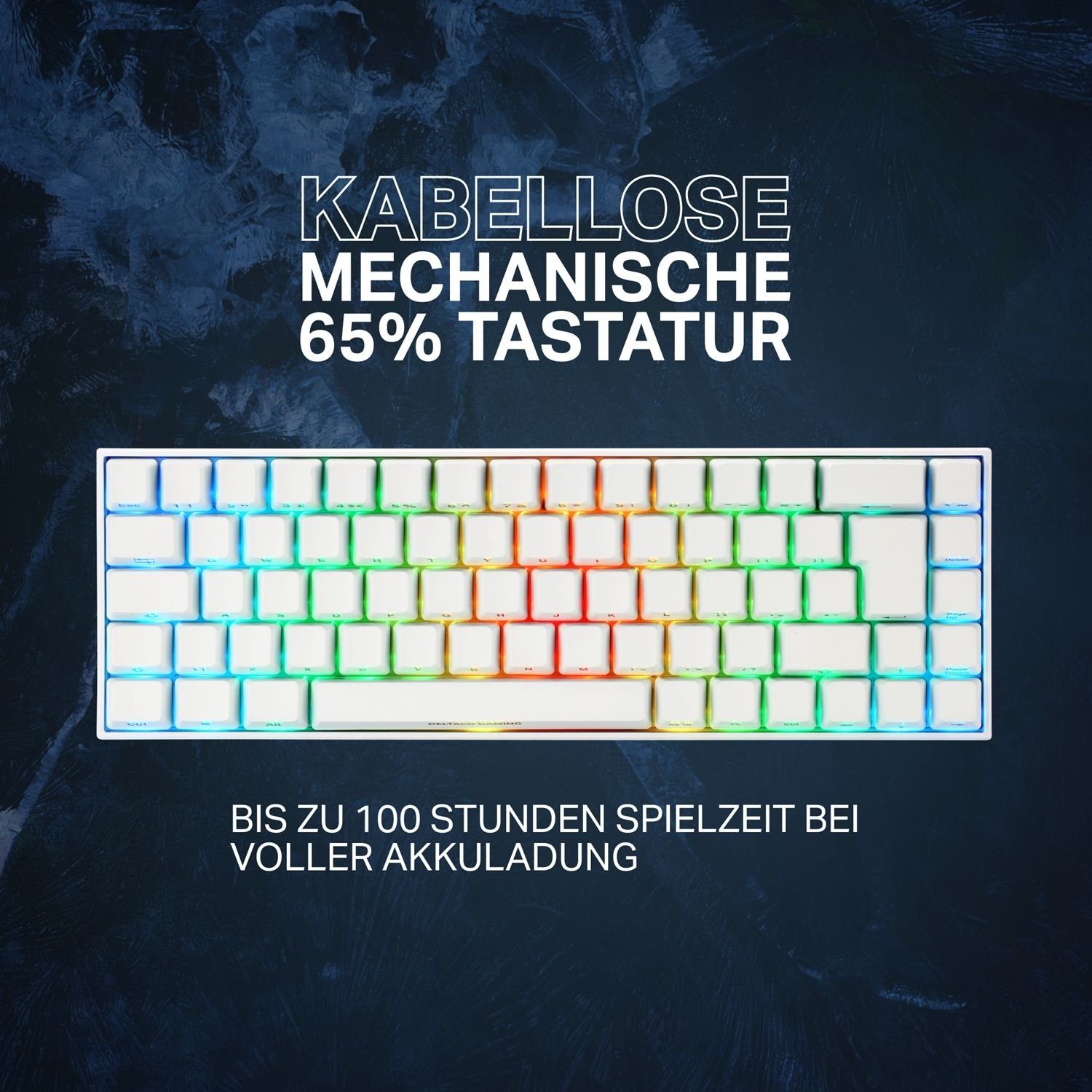 Layout 5 weiß Drahtlose Herstellergarantie) Gaming-Tastatur Jahre DELTACO (inkl. Tastatur Mechanische Deutsches Gaming