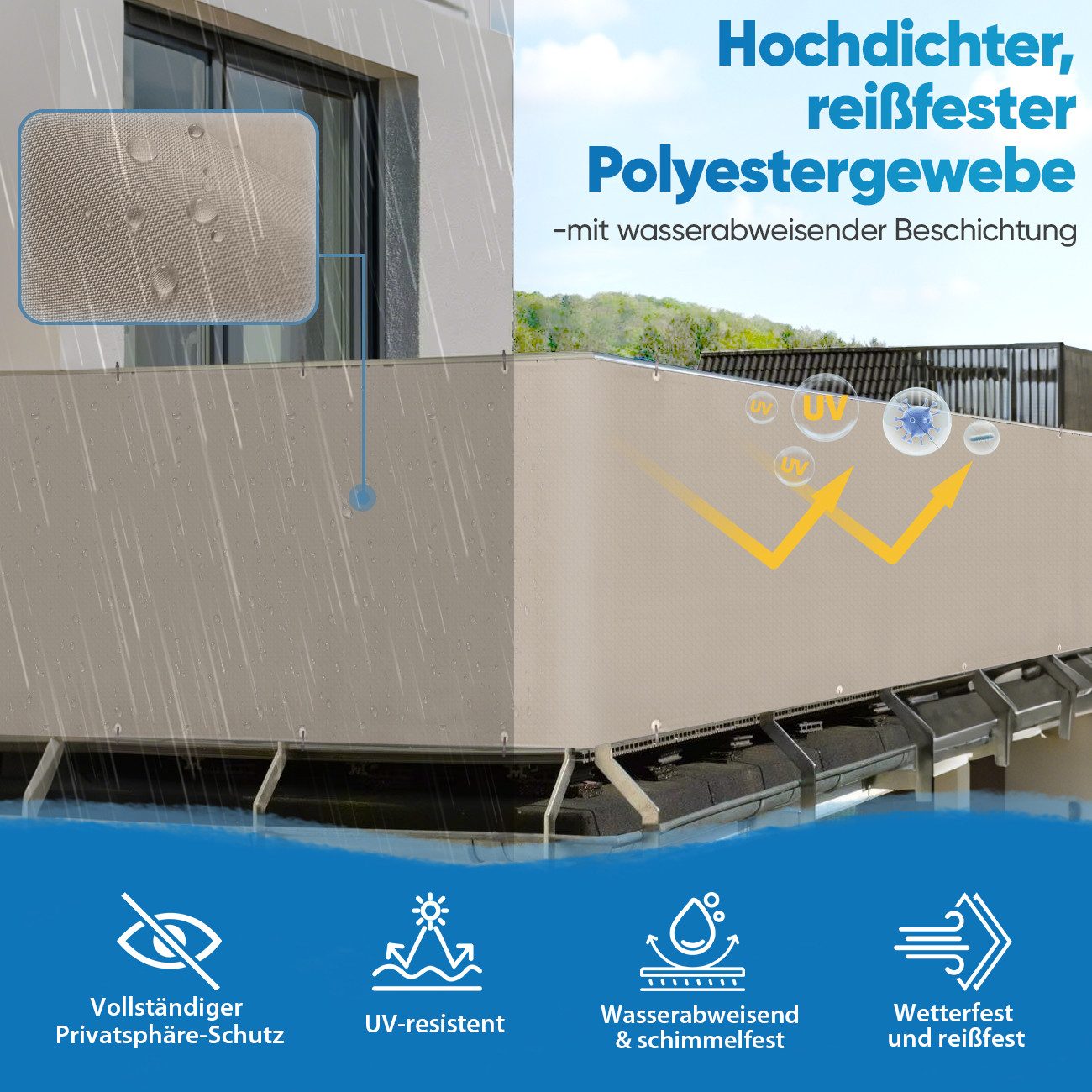 Sekey Balkonsichtschutz Balkonabdeckung PES Blickdichte Balkonverkleidung günstig online kaufen