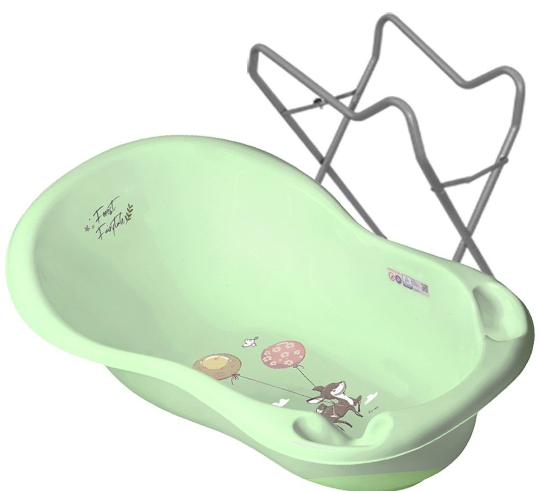 Tega-Baby Babybadewanne Grau Set Wanne - ** Ständer ** Spar Grün Pflege 1A Europe + Baden, Ständer FOREST (Made Babybadewanne Babybadeset Set), in 