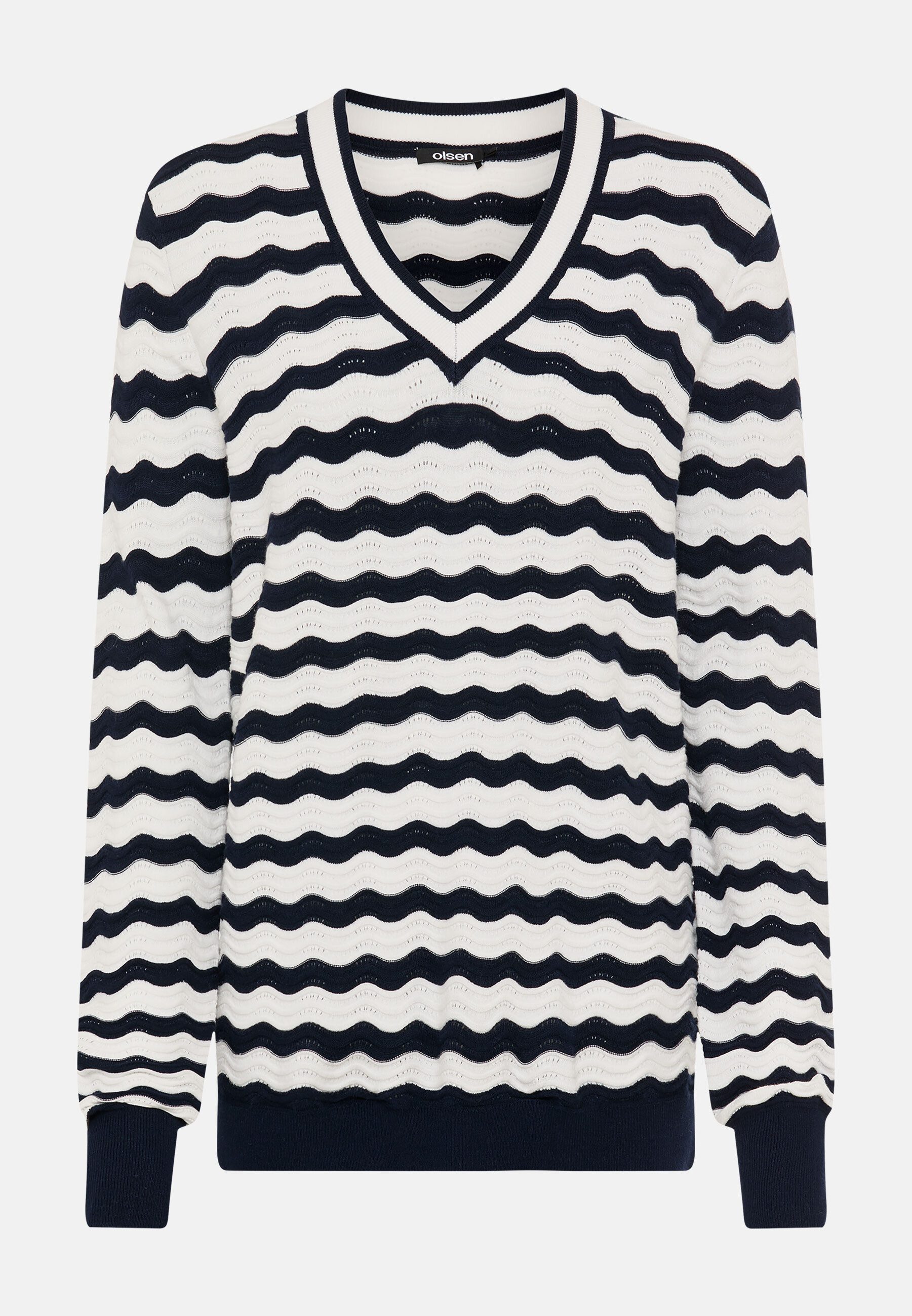 Strickpullover Pullover mit V-Ausschnitt und modernem Allover-Dessin