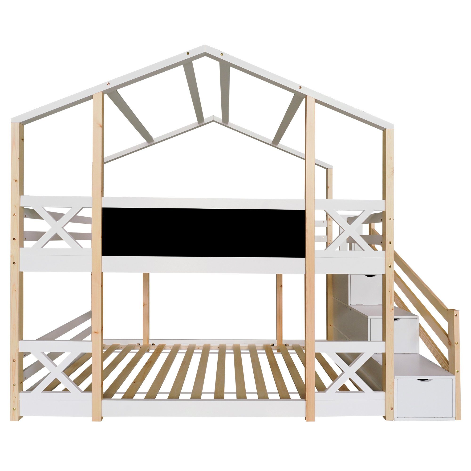 Etagenbett Treppe Schubladen Kinder Kiefer Ulife für Kinderbett /Leiter 90x200cm, 2 Hochbett 3 mit