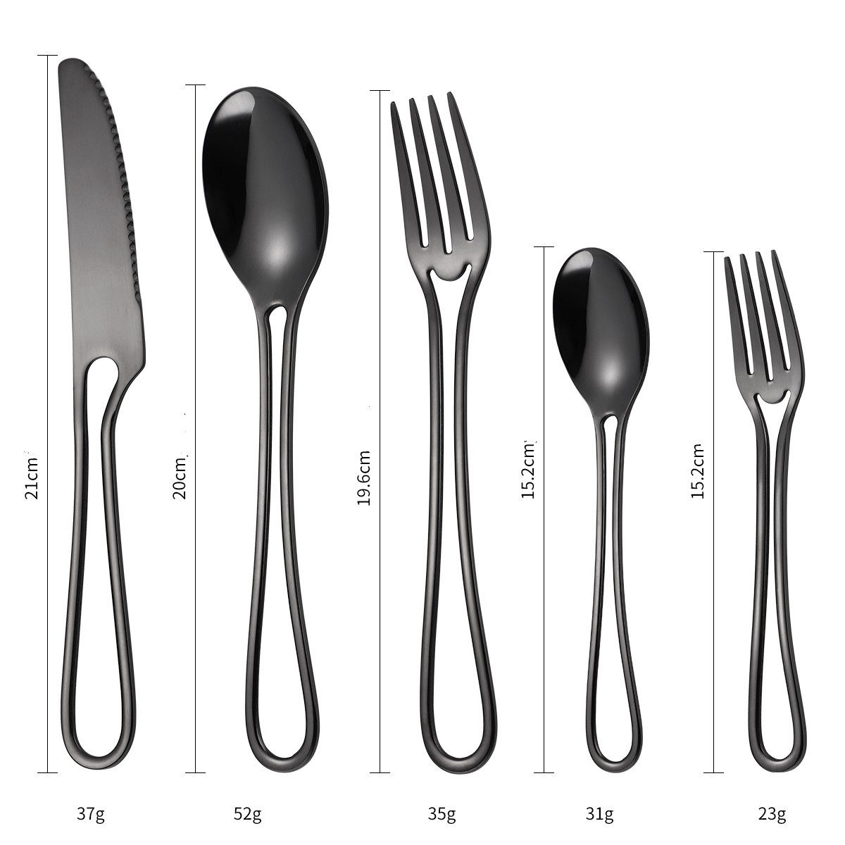 KingLux Besteck-Set 20tlg.Mattiert Schwarz Besteck-set für 4 Personen,aufhängbares Design (20-tlg), 4 Personen, Edelstahl