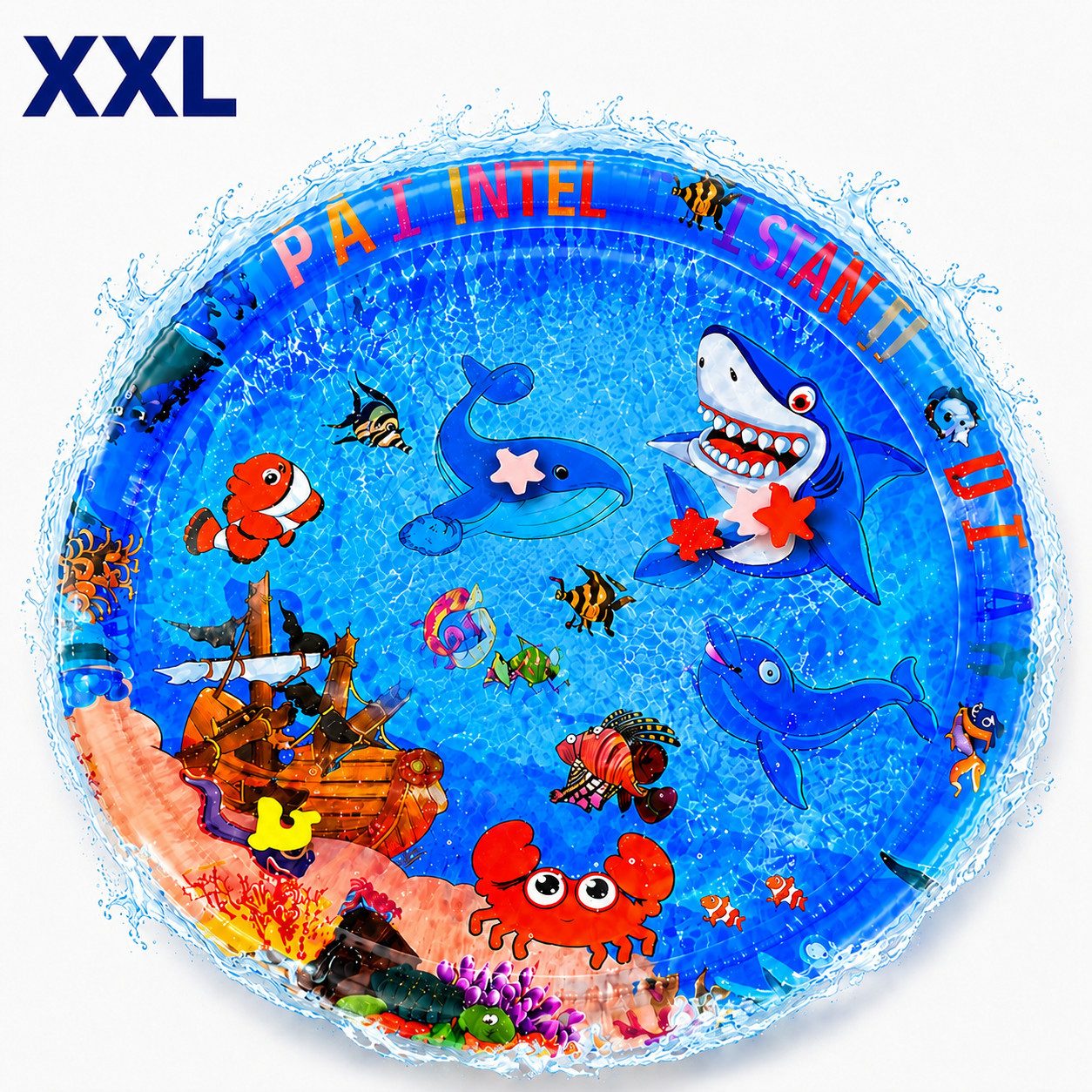 XEOOCE Wasserkissen Baby Wassermatte XXL – Aufblasbare Spielmatte – 105 x 105 cm – Blau