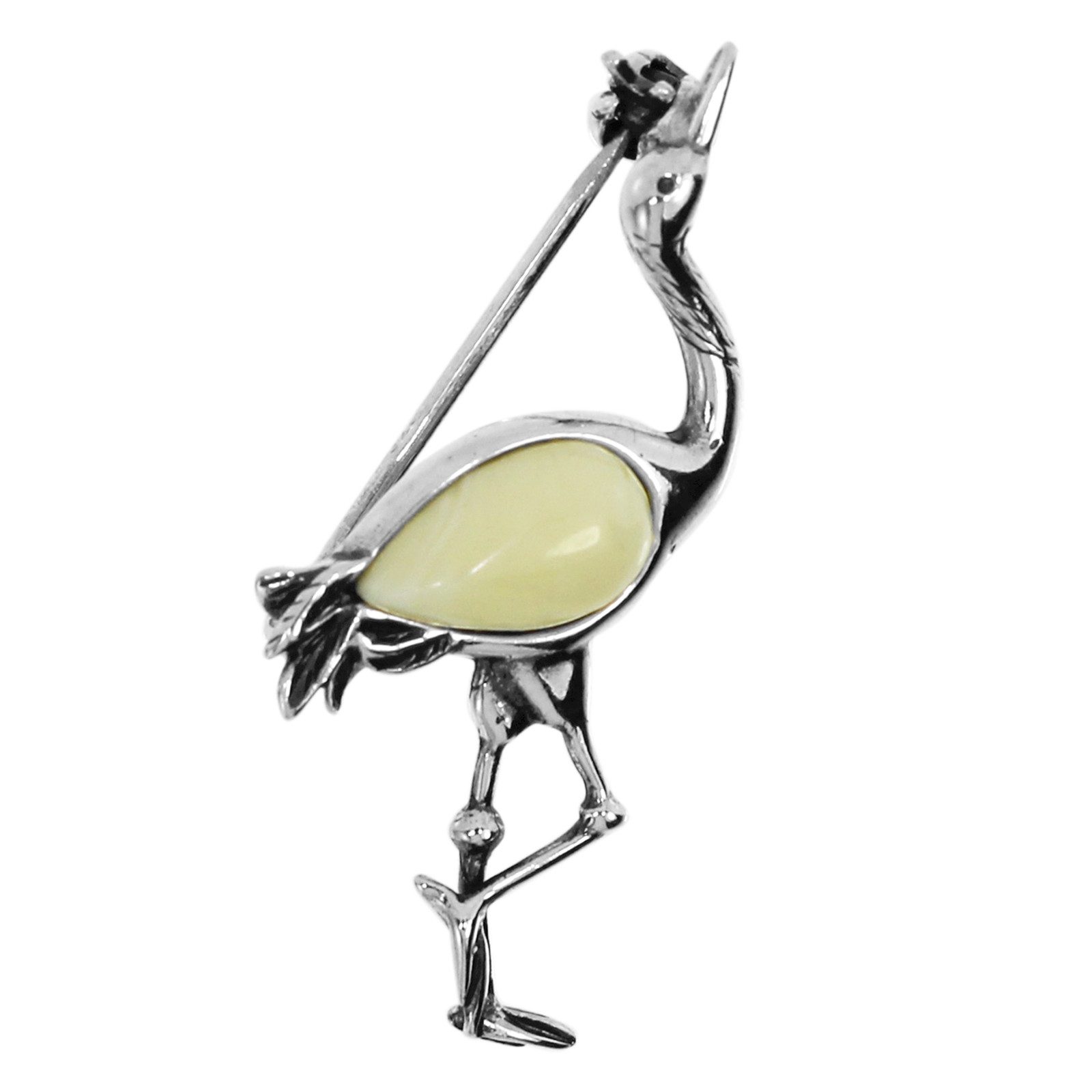 Brosche Ostsee-Schmuck Brosche Kranich Brosche Kranich
