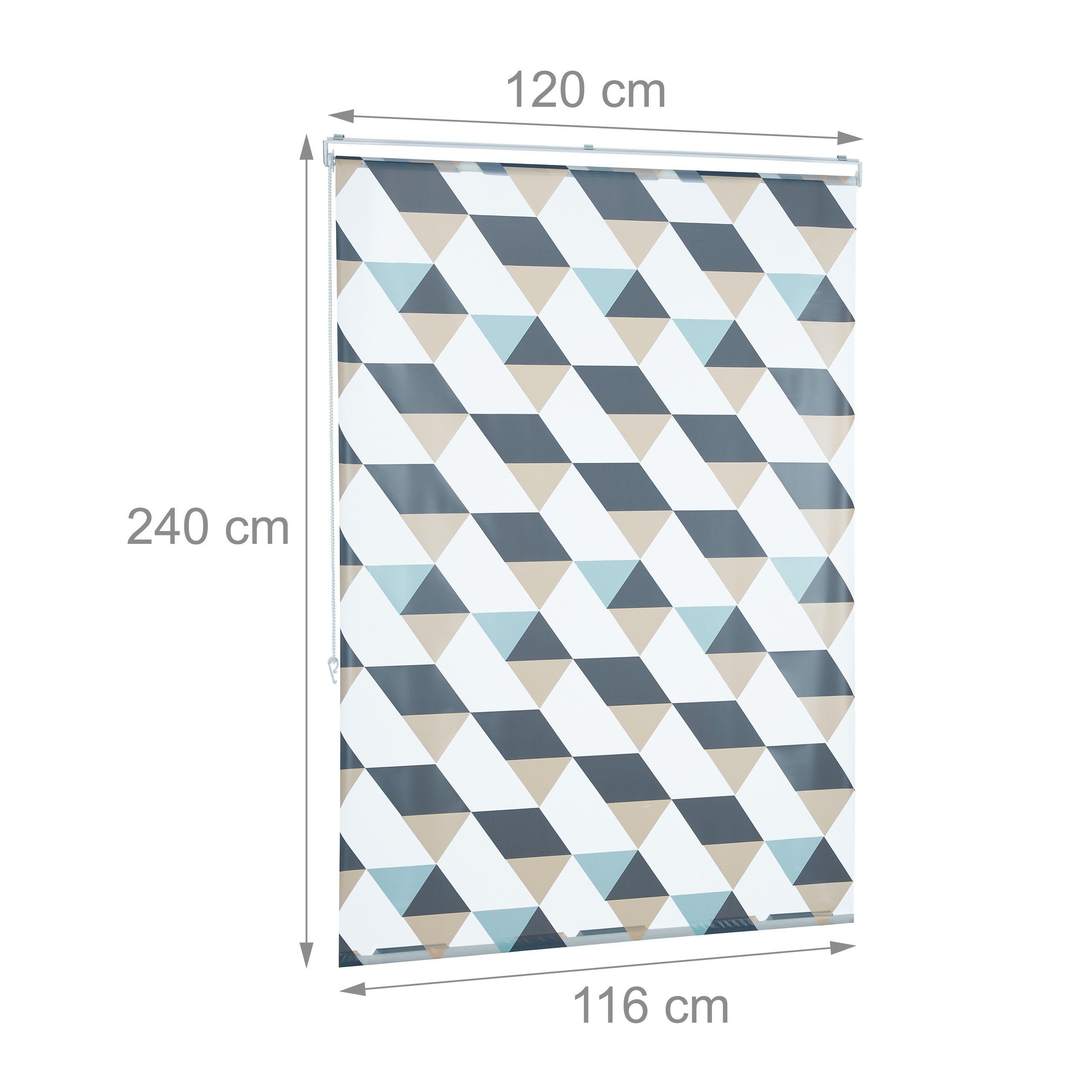 relaxdays Duschrollo mit geometrischem Design Breite 120 cm (1-tlg), 120x240cm – Bild 4 von 5