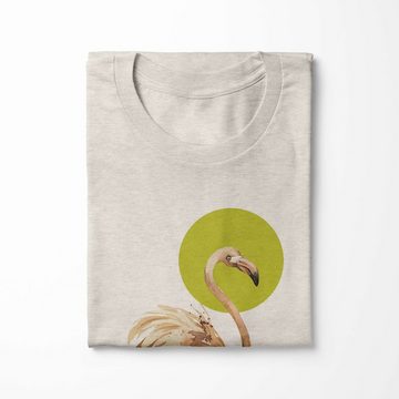 Sinus Art T-Shirt Herren Shirt Organic T-Shirt Aquarell Motiv Flamingo Bio-Baumwolle Ökomode Nachhaltig Farbe (1-tlg)