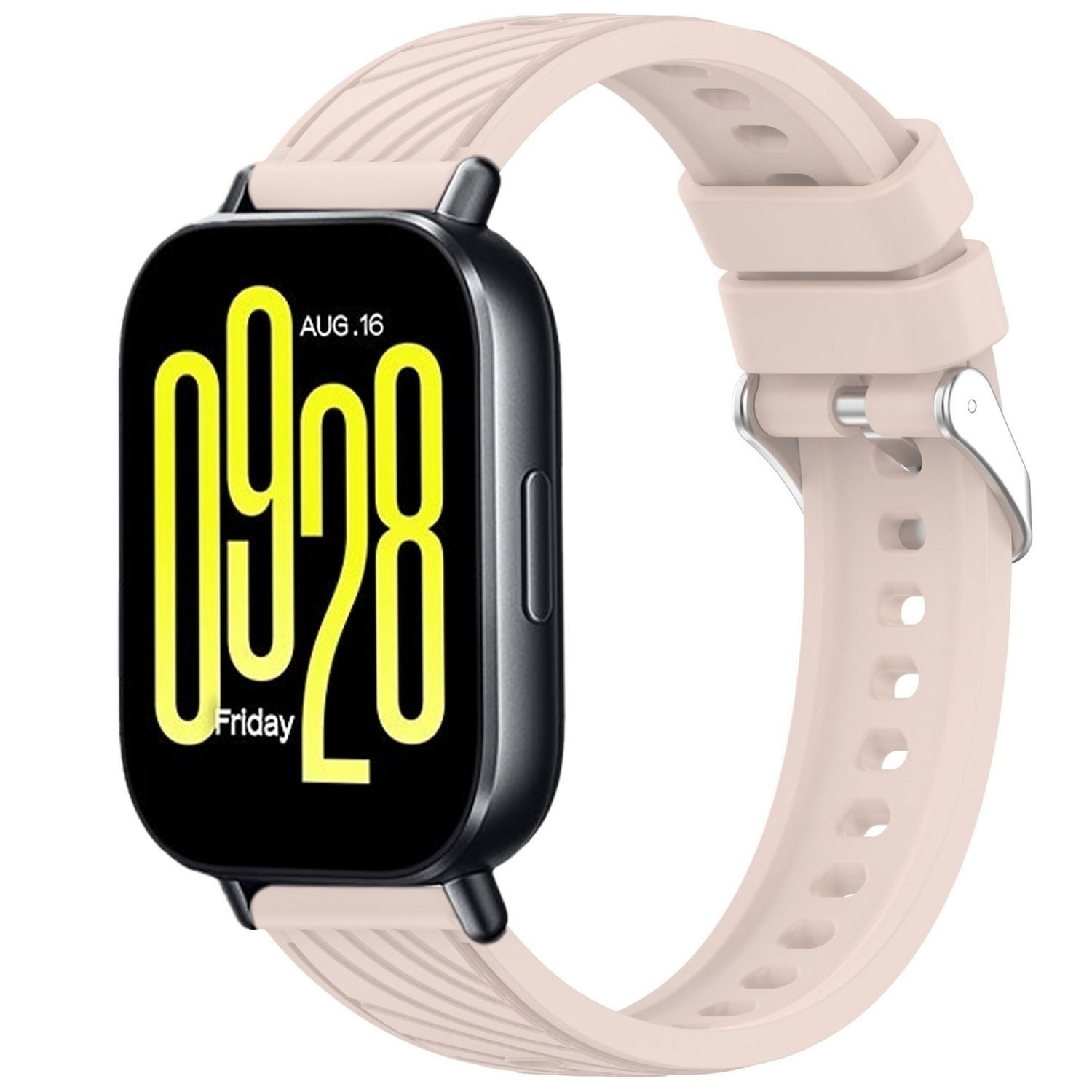 Wigento Smartwatch-Armband Für Xiaomi Redmi Watch 5 Active Design Streifen Silikon Armband Rosa, Atmungsaktives Silikon Design Armband