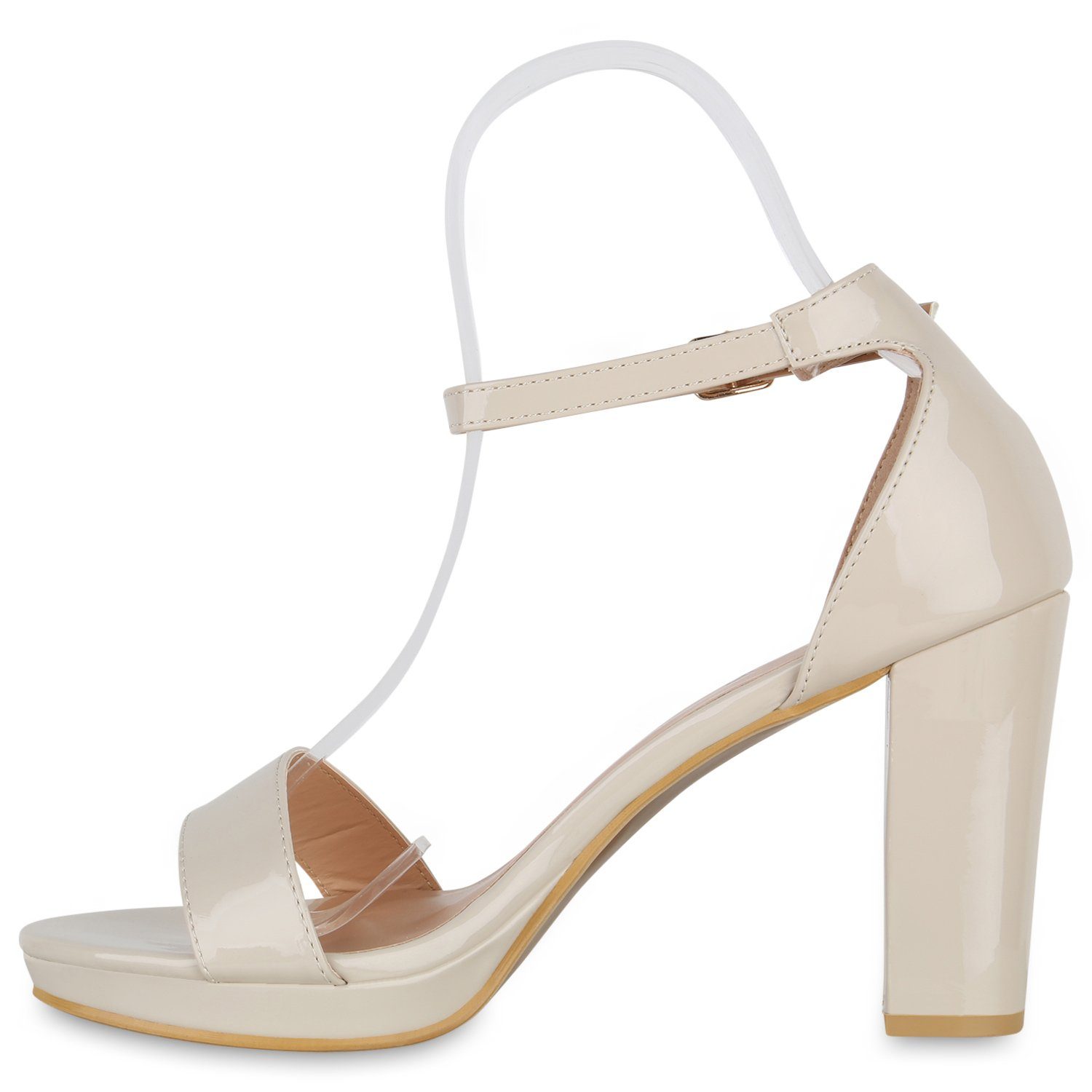 VAN Schuhe HILL Lack 840356 Riemchensandalette Beige