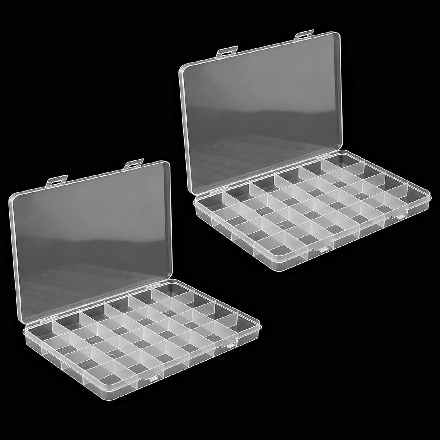 FELIXLEO Aufbewahrungsbox 2 Stk Sortierboxen für Kleinteile Kunststoff Organizer 24 Fächer