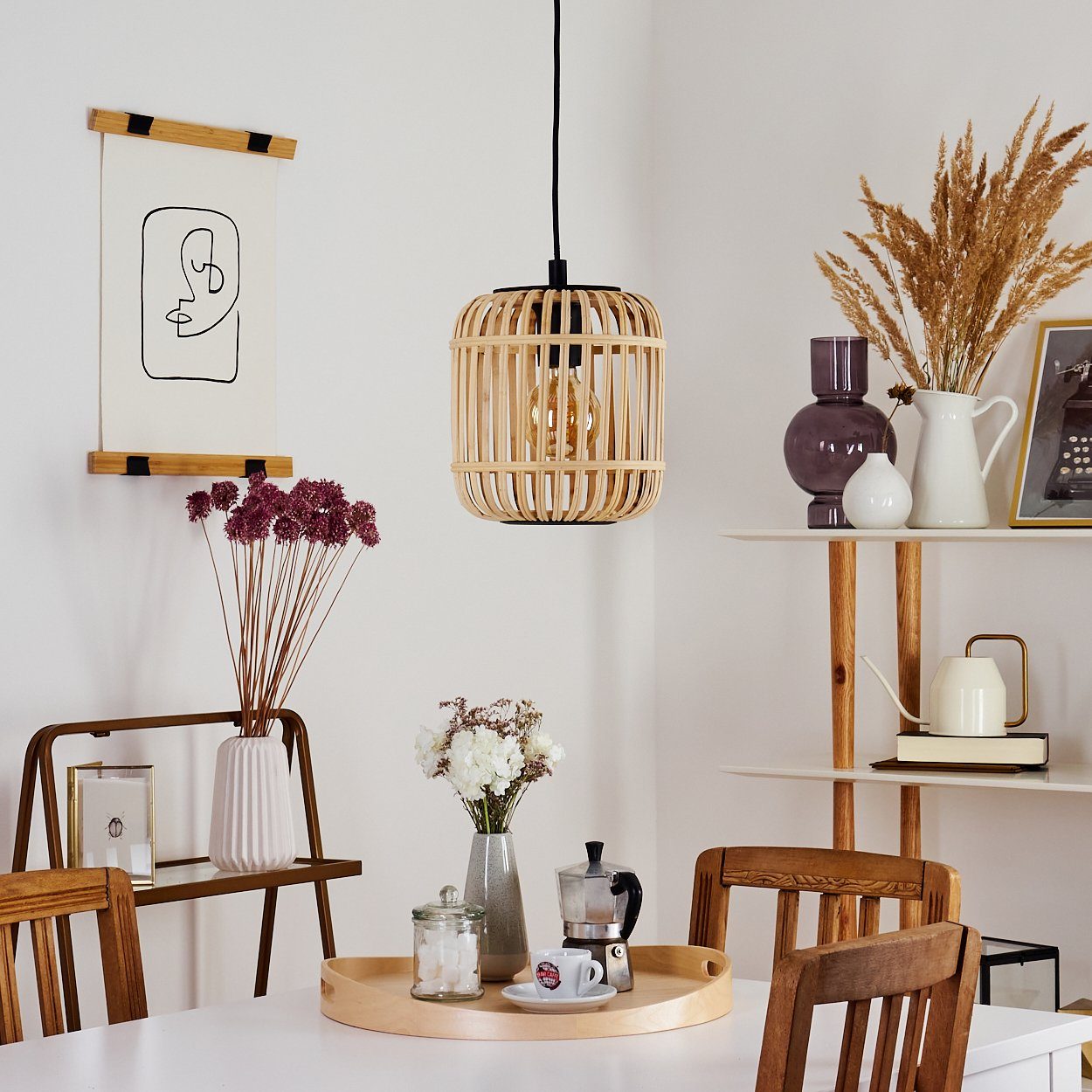 Leuchten Schlaf Ess Style Boho Hänge Wohn hofstein Holz Hängeleuchte Pendel Lampen Zimmer