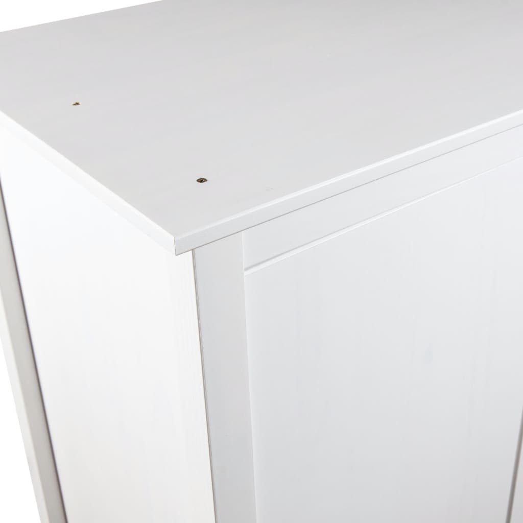 DOTMALL Türen 2 Weiß Massivholz Kleiderschrank mit 89x50x170cm Drehtürenschrank aus Kiefer