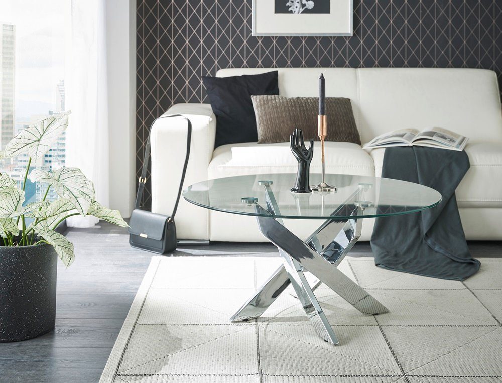 MCA furniture Couchtisch Couchtisch Kopenhagen mit Glasplatte, rund Ø 80 (no-Set), Breite 80 cm, Tischplatte aus Glas