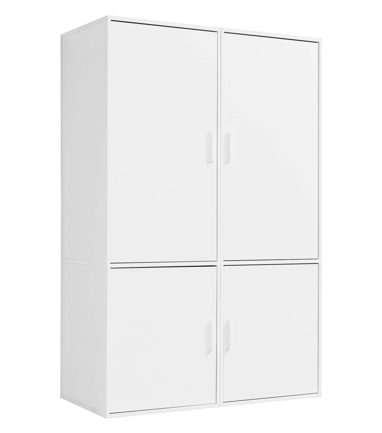 mokebo Kleiderschrank Der Grenzenlose (4-Türig mit Fächern) Garderobenschrank, Schlafzimmerschrank oder Schrank groß in Weiß