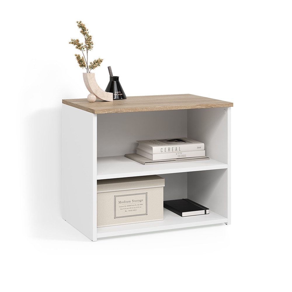 Livinity® Lowboard Piave, Weiß/Sonoma, 60 x 50 cm mit 2 Fächern (1 St)