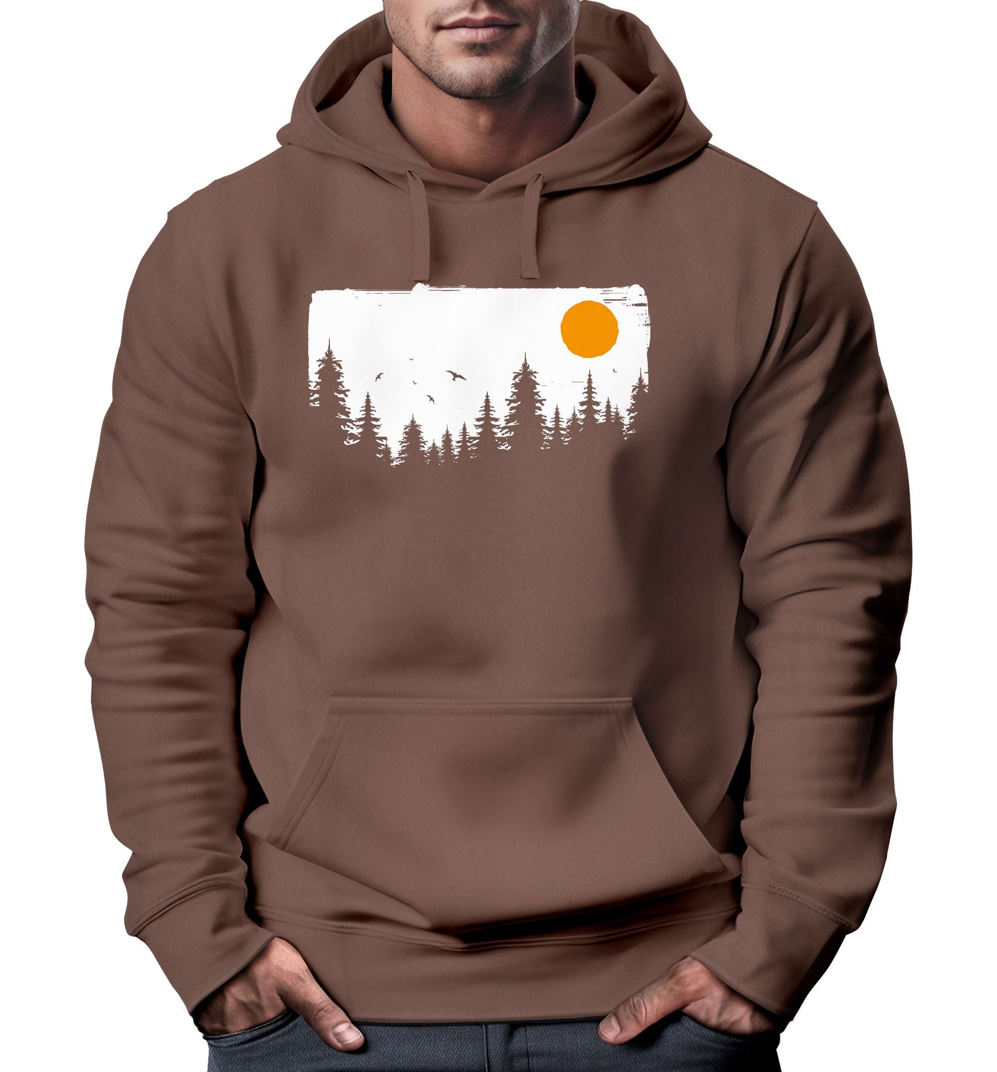 Neverless Hoodie Hoodie Herren Wald Bäume günstig online kaufen