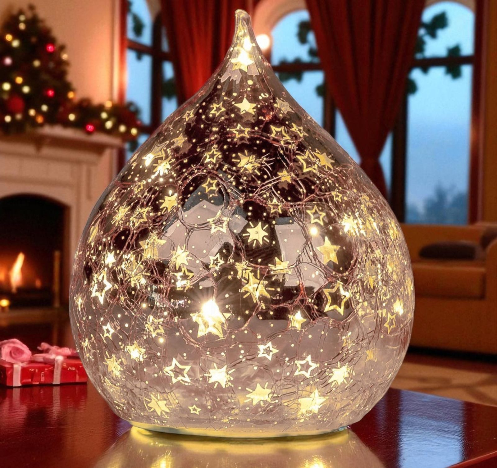 formano LED Dekolicht LED Deko Tropfen Sterne Rose-Gold 21cm + Timer 6h an/ günstig online kaufen