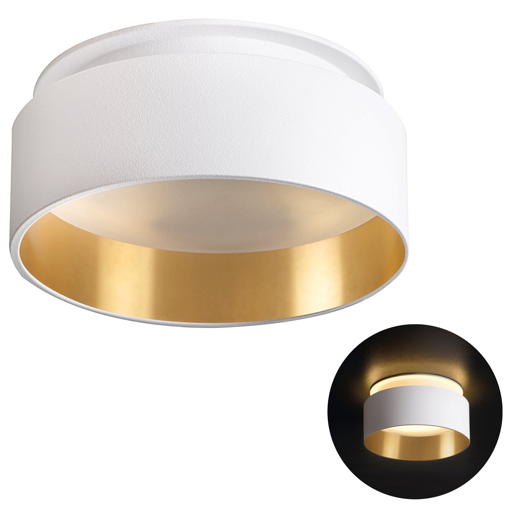 SSC-LUXon Warmweiß Aufbauleuchte LED mit Einbaustrahler LED Sudara gold indirektes Licht weiss Modul,