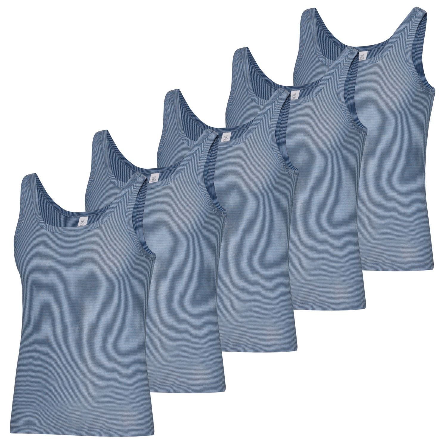 ESGE - Die Wäsche-Macher Unterhemd Feinripp (Mehrpack, 5-St., 5 Stück) Feinripp Ringel im 5er Pack Blau