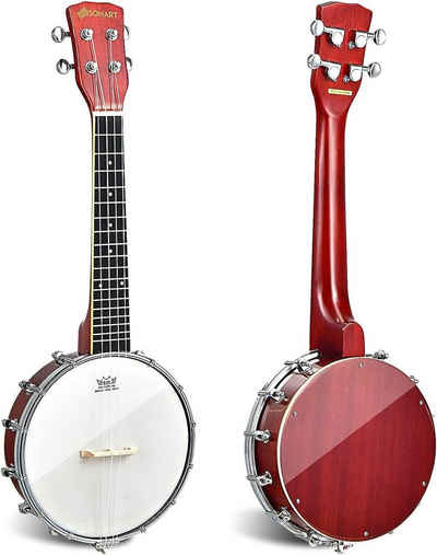 KOMFOTTEU Banjo Mini-Banjo mit 4 Saiten, 61cm Reisebanjo
