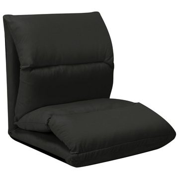 vidaXL Chaiselongue Bodenstuhl Faltbar Schwarz Mikrofaser, 1 Teile