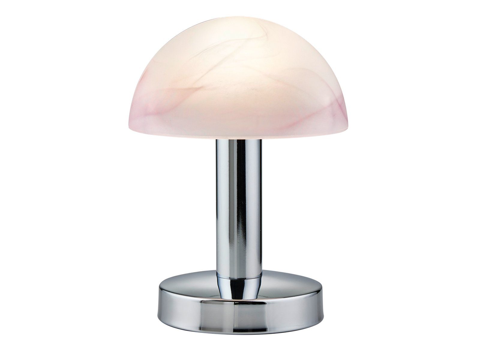 wechselbar, dimmbar meineWunschleuchte klein-e Design, Lila-Weiß Nachttisch-lampe Touch Pilz-lampe LED 21cm Chrom LED / Höhe Warmweiß, Nachttischlampe, matt Dimmfunktion,