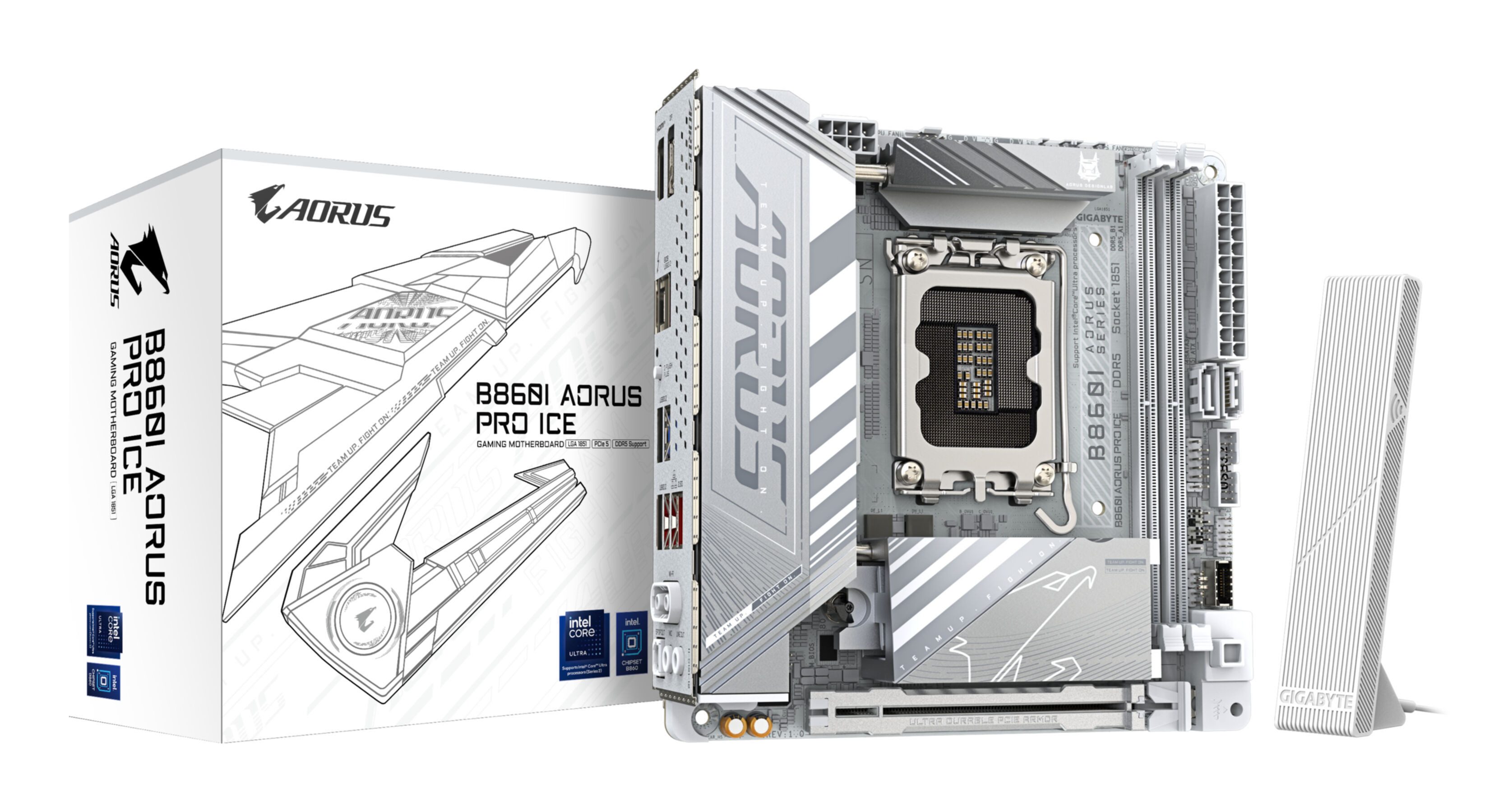 Gigabyte B860I AORUS PRO ICE Mainboard - Intel Core Ultra CPUs, 8+1+2+1 Phasen Mainboard