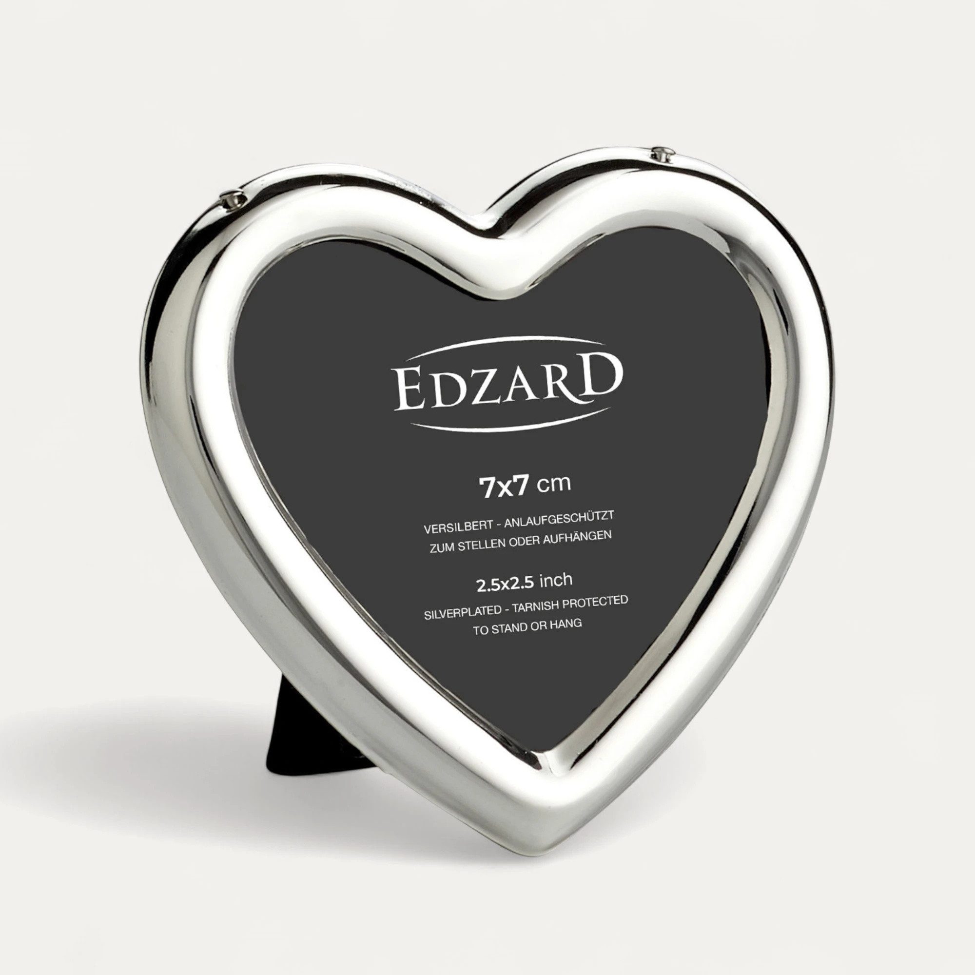EDZARD Bilderrahmen Herz, (7x7 cm), edel versilbert, anlaufgeschützt