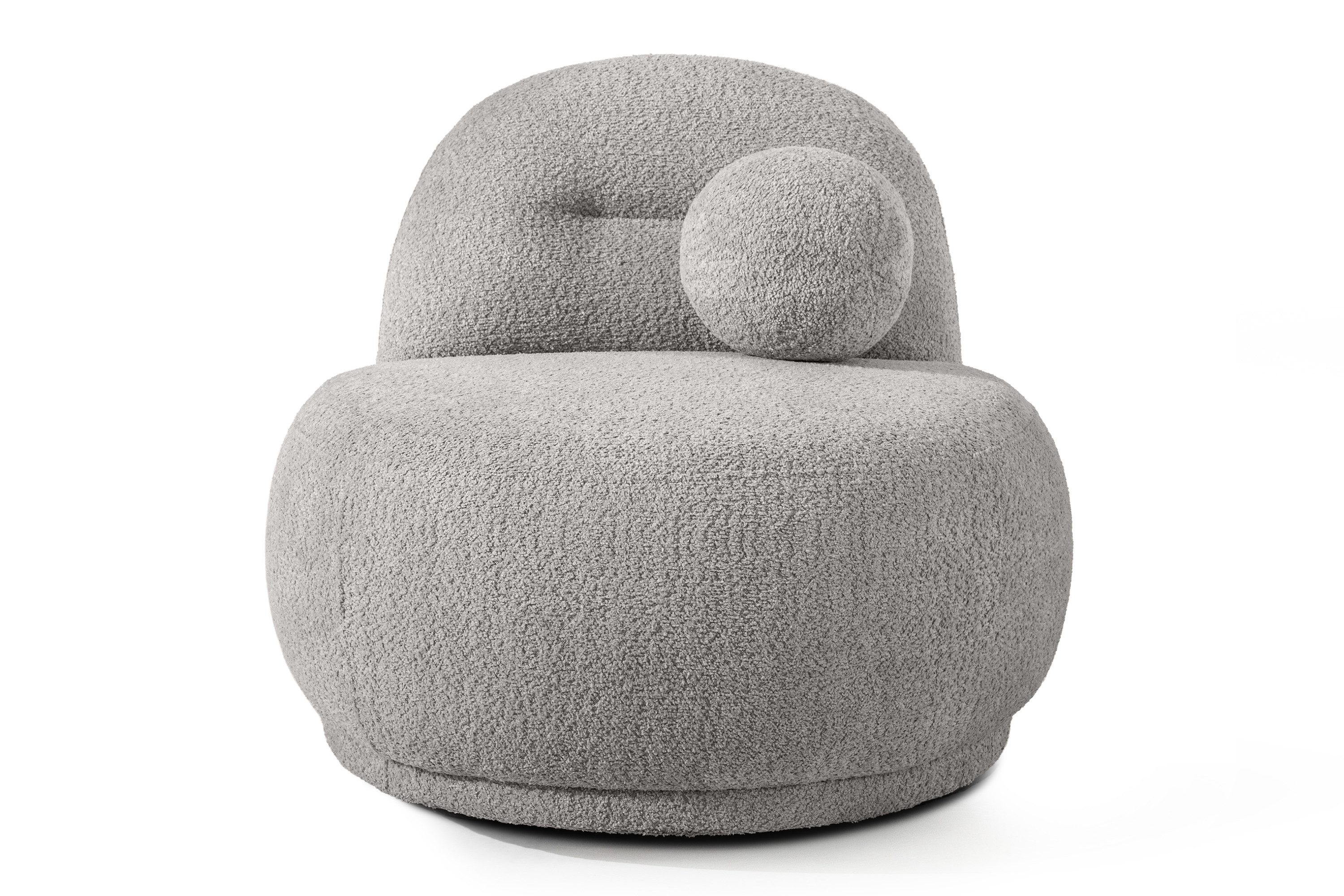 KONSIMO® Sessel MALVE Cocktailsessel mit Bouclé-Stoff, hergestellt in der EU, Loungesessel, Dekokissen, Chenille-Stoff, Organische Form