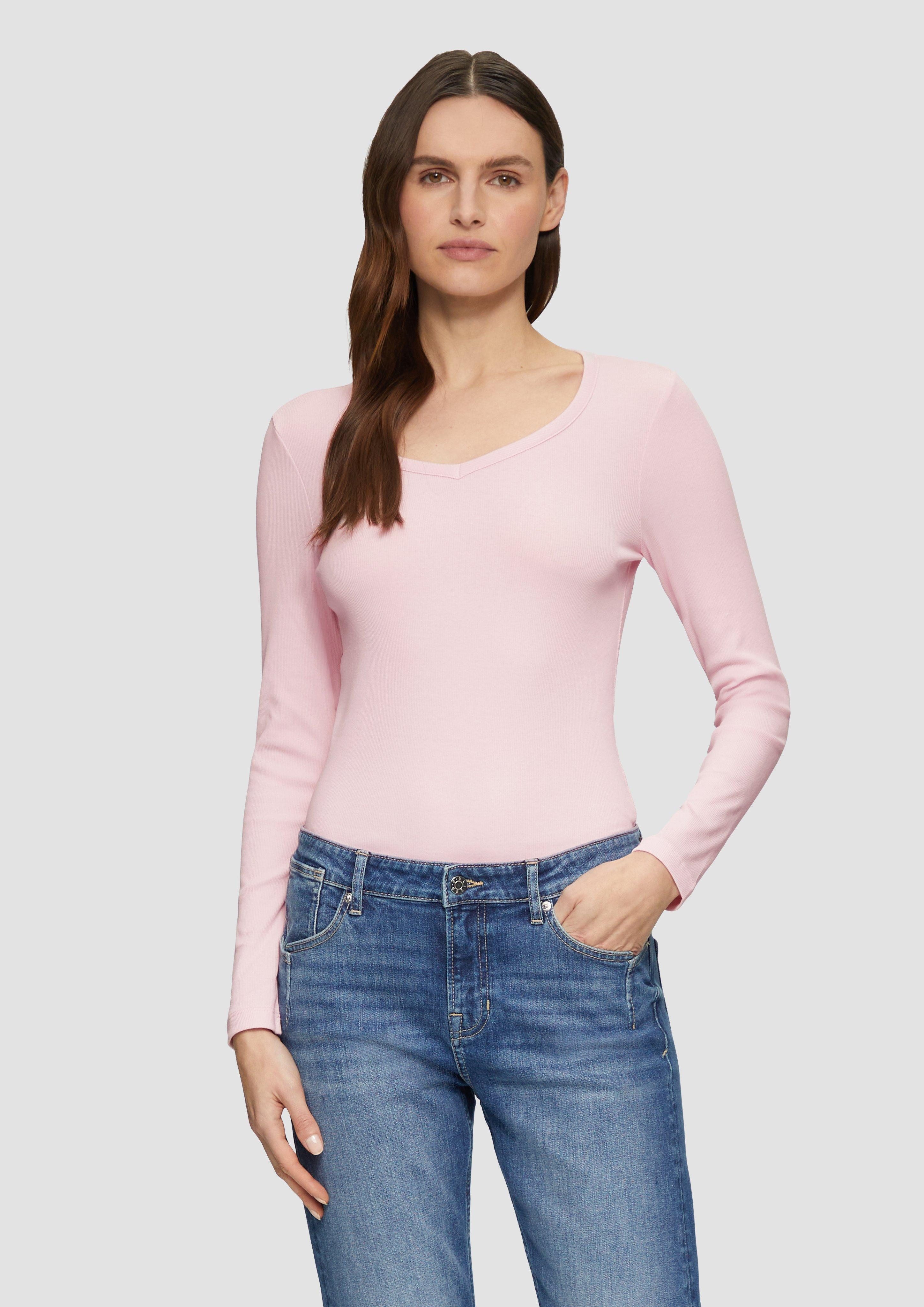 s.Oliver Langarmshirt Feines Jersey-Longsleeve mit Rippstruktur günstig online kaufen
