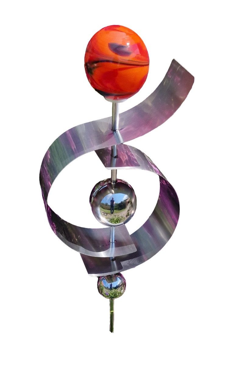 Jürgen Bocker - Gartenambiente Gartenstecker Glaszauber Jupiter aus Edelstahl 100 cm Beetstecker Glaskugel