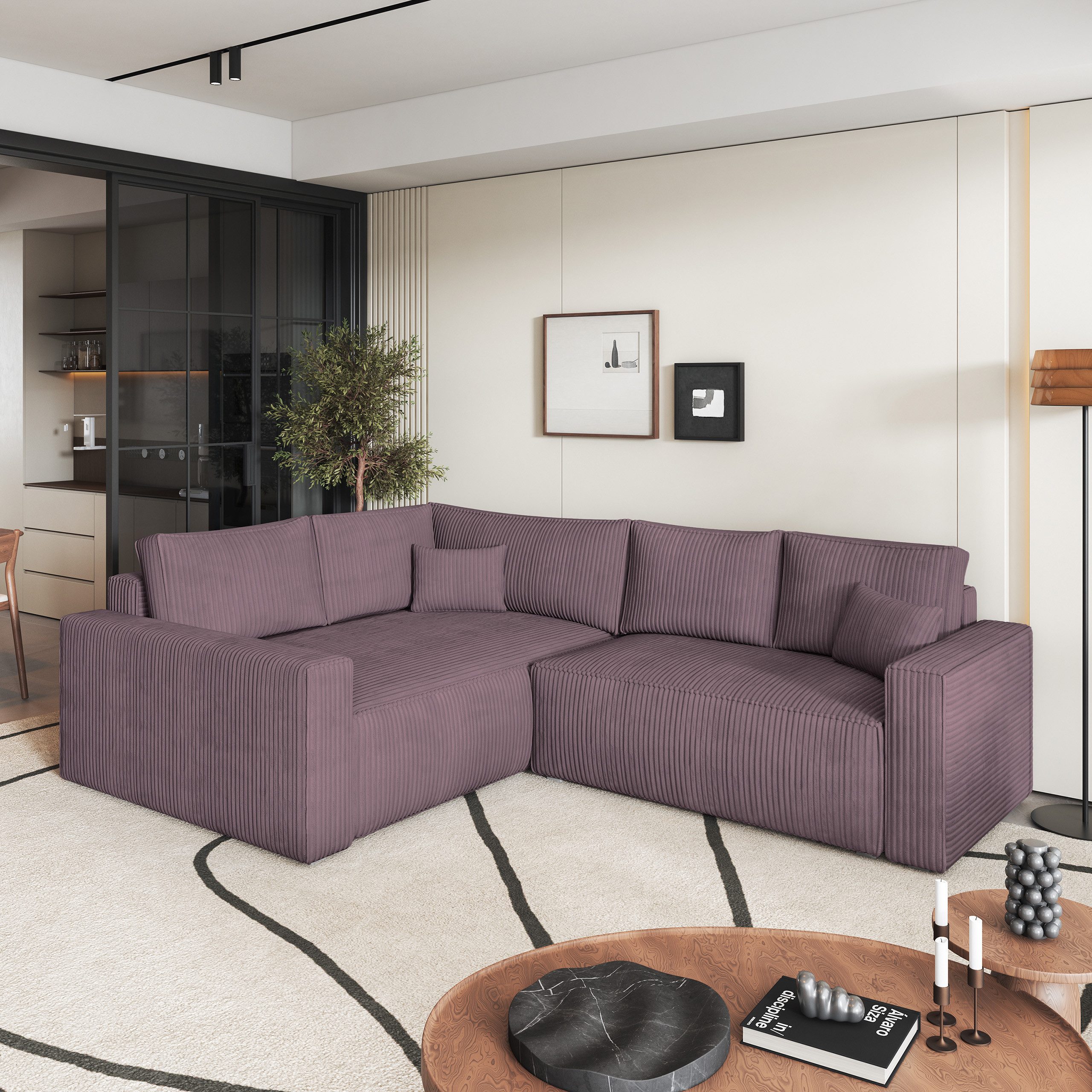 Ecksofa ERONIS mit Schlaffunktion L-Form, Sofa mit Bettkasten