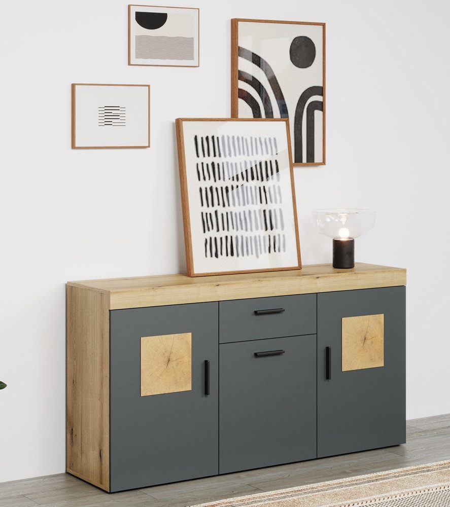trendteam Sideboard Sideboard Tyler, grau / Coast Evoke Eiche