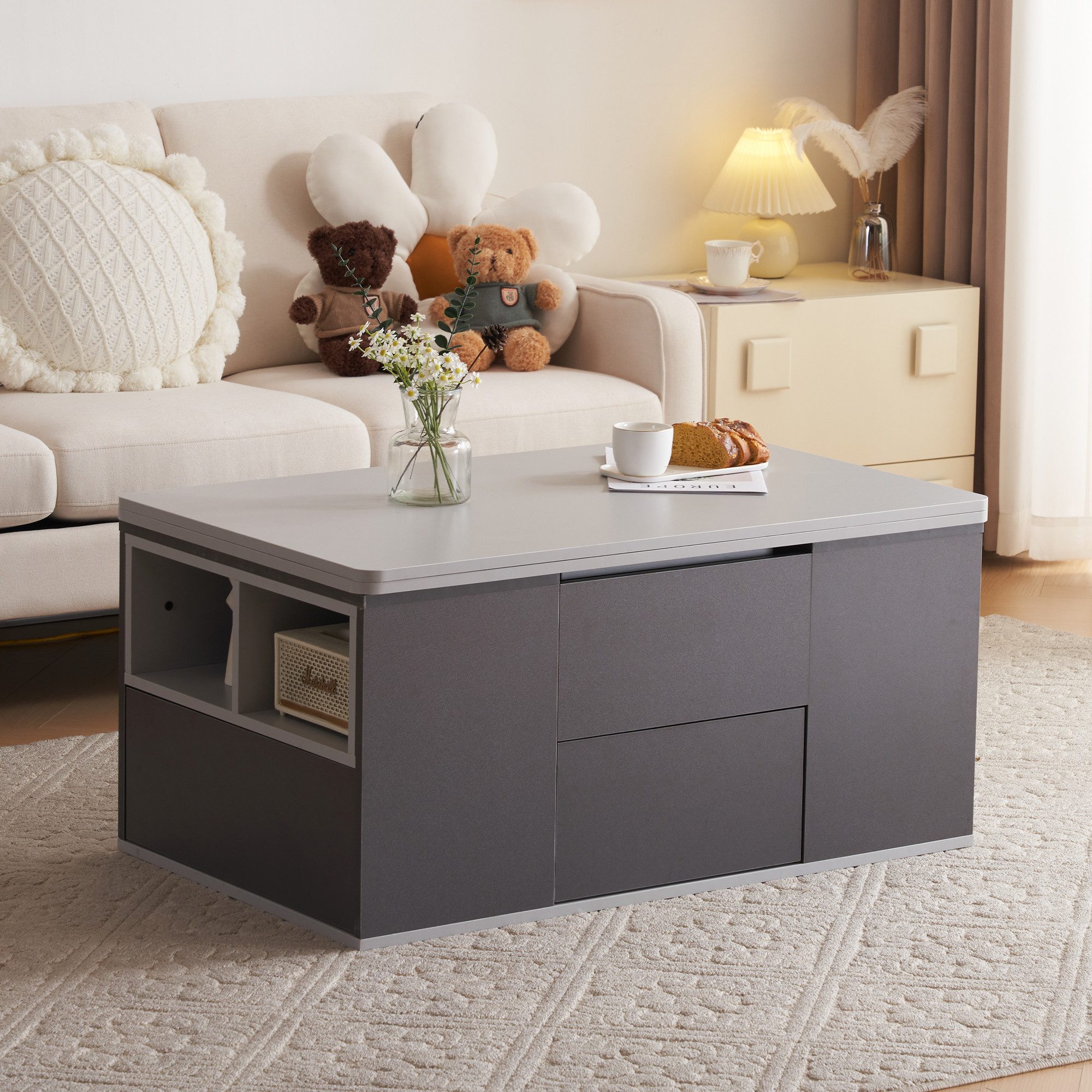 autolock Couchtisch Couchtisch Hebbarer Sofatisch, Tischplatte öffnet sich günstig online kaufen