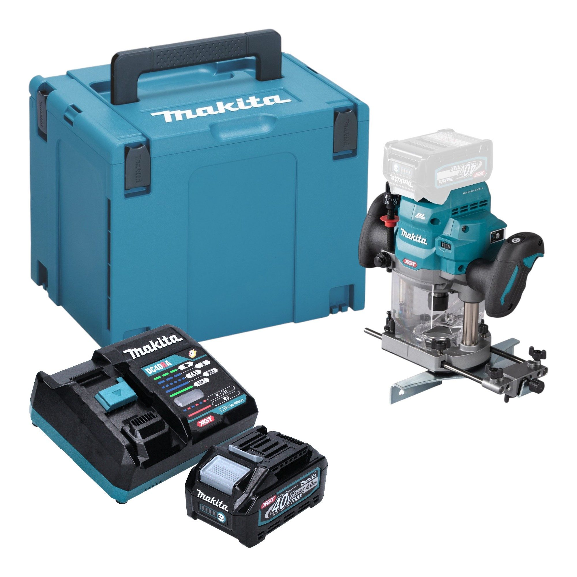 Makita Oberfräse RP 001 GM101 Akku Oberfräse 40 V max. 12 mm Brushless + 1x Akku 4,0